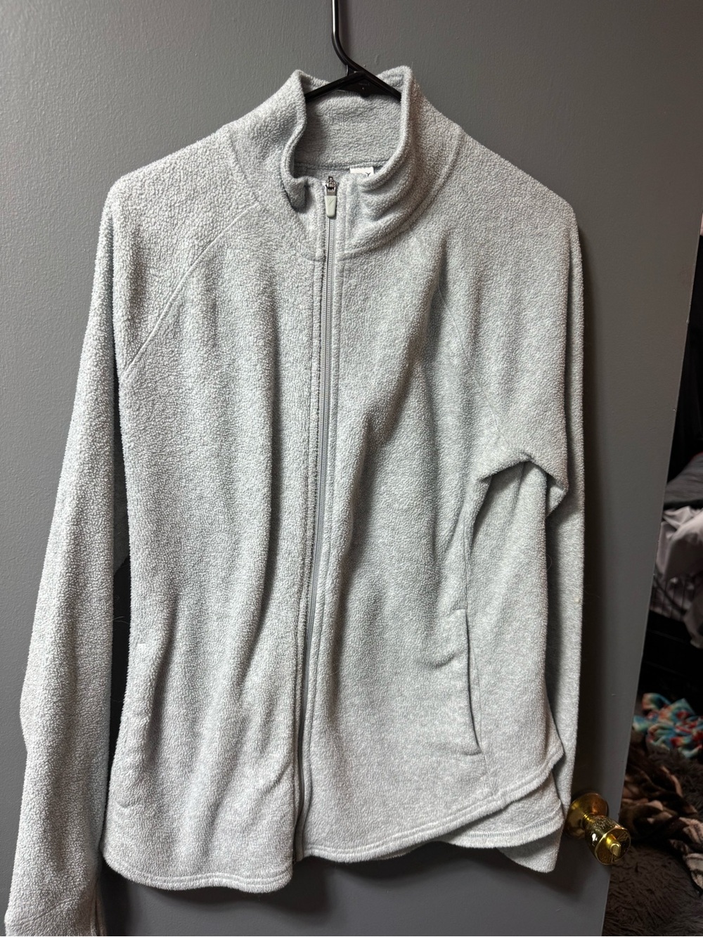 Old Navy Light Gray Sherpa Full-Zip Jacket